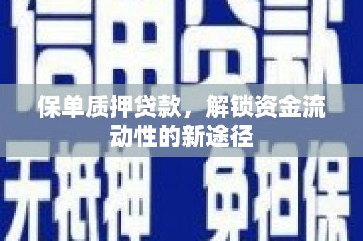二水保单质押贷款，解锁资金流动性的新途径