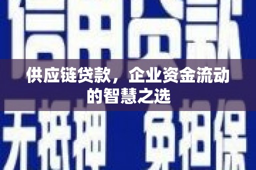 二水供应链贷款，企业资金流动的智慧之选