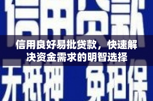 二水信用良好易批贷款，快速解决资金需求的明智选择