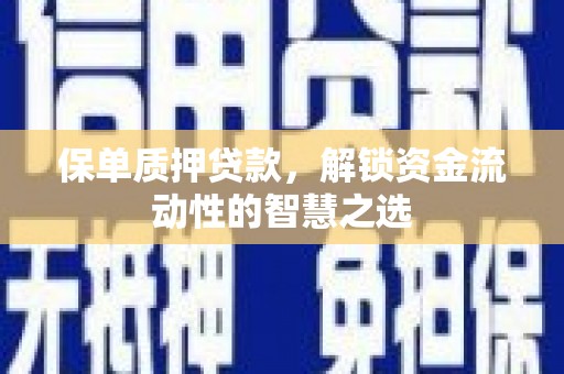 二水保单质押贷款，解锁资金流动性的智慧之选