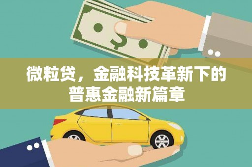 二水微粒贷，金融科技革新下的普惠金融新篇章