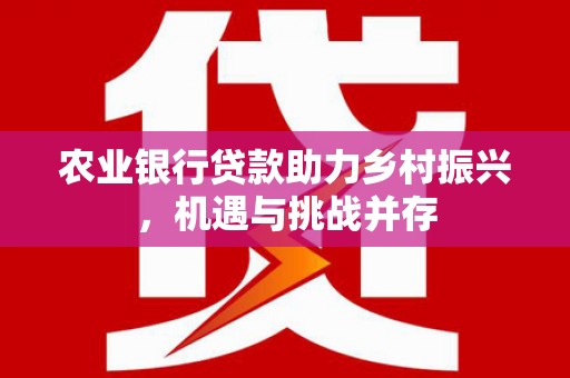 二水农业银行贷款助力乡村振兴，机遇与挑战并存