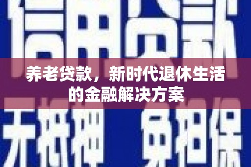 二水养老贷款，新时代退休生活的金融解决方案