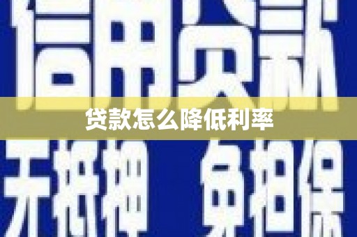 二水贷款怎么降低利率