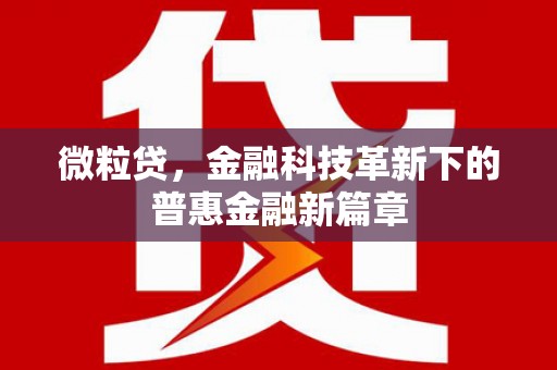 二水微粒贷，金融科技革新下的普惠金融新篇章