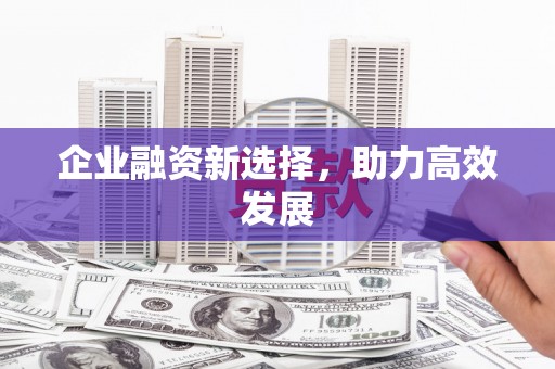二水企业融资新选择，助力高效发展